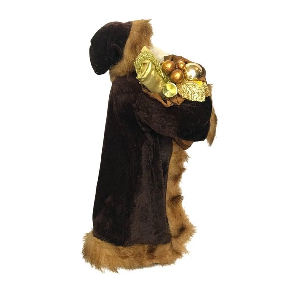 Safari Christmas Santa Claus Figurine Home Decor With Faux Fur & Gifts 20" - Picture 4 of 13